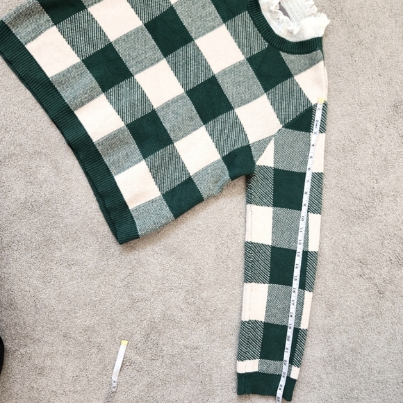 Anthropologie Plaid Ruffle-Collar Pullover Sweater Prep Preppy Old Money - Picture 6 of 11